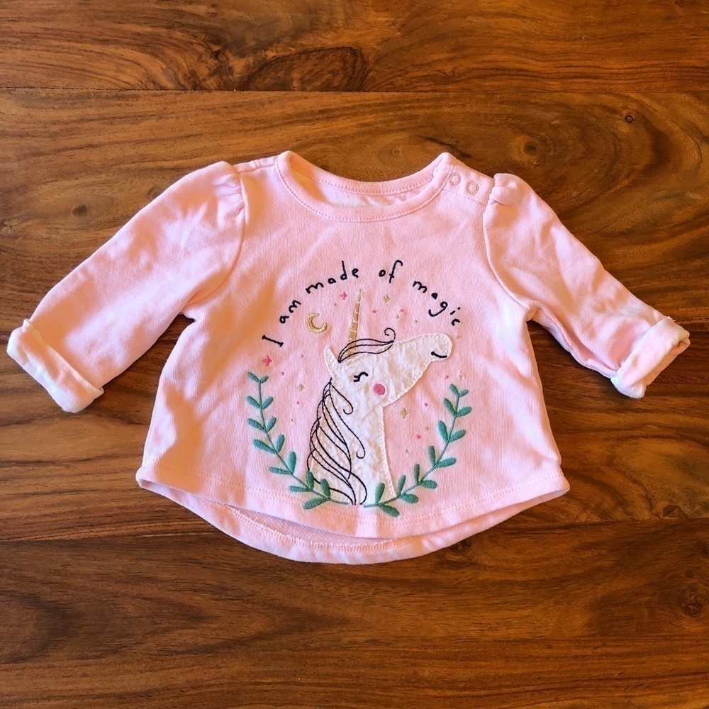 Gap Baby Pink Unicorn Terry Pullover